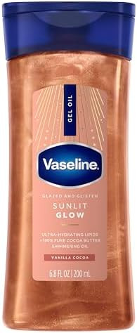 Vaseline Glazed and Glisten Sunlit Glow Body Gel Oil Vanilla Cocoa Shimmering with Ultra-Hydratin... | Amazon (US)