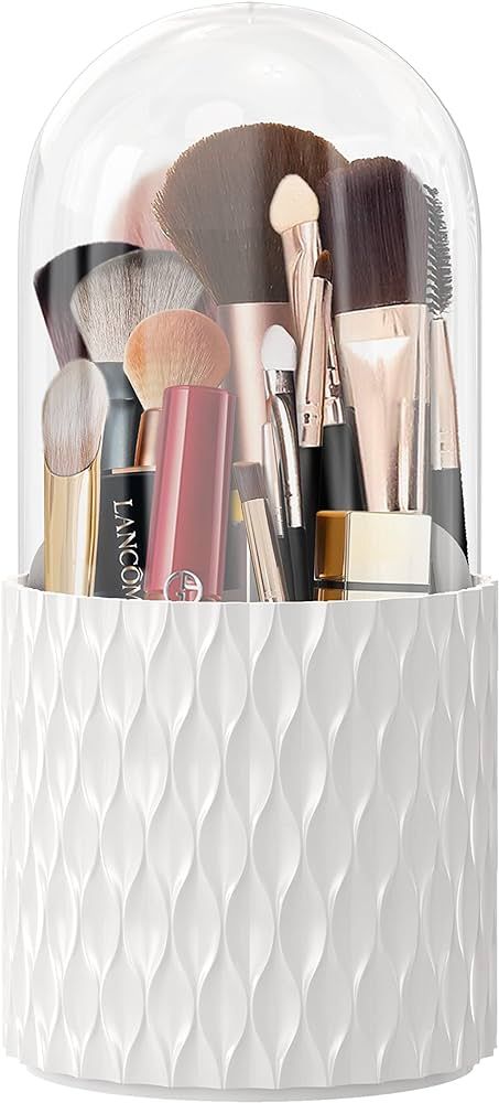 DooGooCoo Makeup Brush Holder [2024 Newest] [Dustproof & Waterproof] 360 Rotating Cosmetics Make ... | Amazon (US)