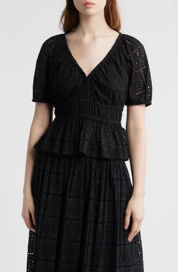 Argenta Cotton Eyelet Peplum Top | Nordstrom