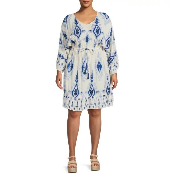 Romantic Gypsy Women’s Plus Size Tie Waist Kimono Sleeve Dress - Walmart.com | Walmart (US)