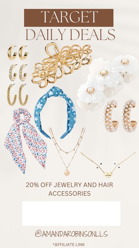 Target daily deals
20% off jewelry and hair accessories 

#LTKSaleAlert #LTKFindsUnder50 #LTKBeauty