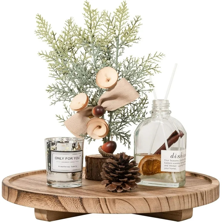 Wood Bathroom Vanity Tray Round, Decorative Tray Wooden Riser Kitchen Counter Decor, Bathroom Tab... | Walmart (US)