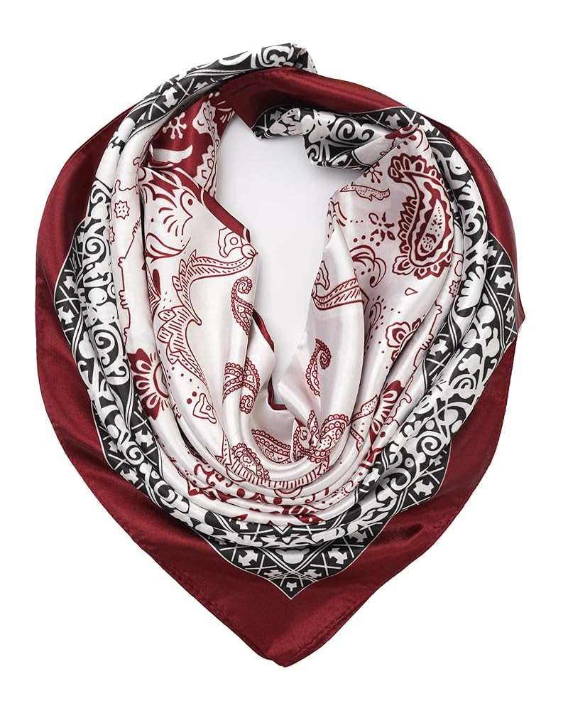 YOUR SMILE Silk Like Head Scarf Top For Women's Fashion Pattern Large Square Satin Headscarf Wrap... | Amazon (US)