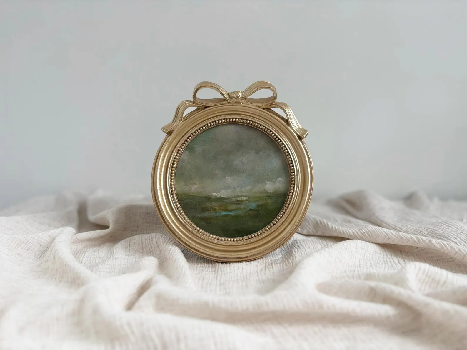 Moody Landscape Art Print of Pond Vintage French Countryside Prints Farmhouse Kitchen Round Art P... | Etsy (US)