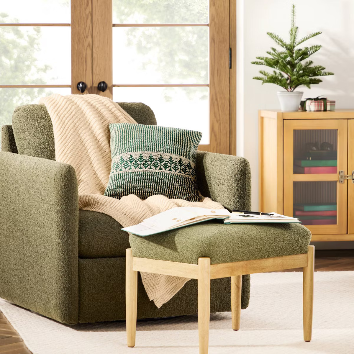 16"x16" Tree Icon Square Toss Pillow Green - Hearth & Hand™ with Magnolia | Target