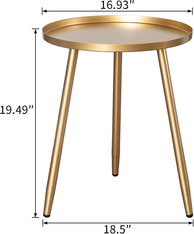 HollyHOME Accent Round Metal End Table with 3 Legs, 16.93"(D) x19.49(H), Indoor&Outdoor Tripod St... | Amazon (US)