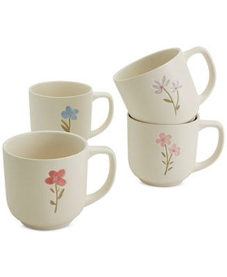 Haven Assorted Floral Stoneware Mugs, Set of 4 - Macy's | Macy's