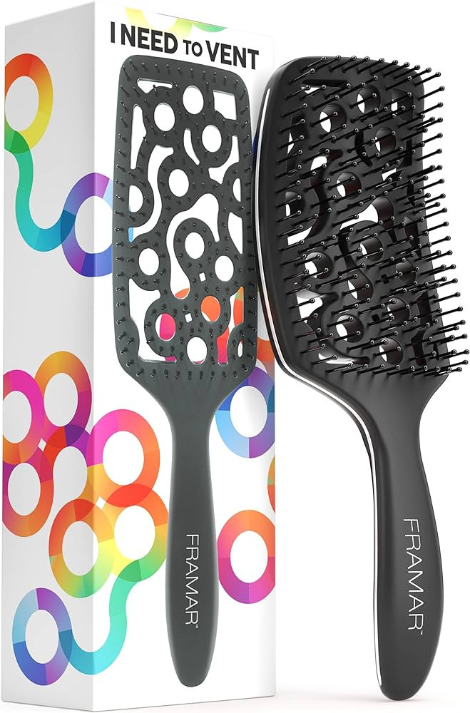 FRAMAR Professional Vented Hair Brush – Paddle Curved Hair Brush For Blow Drying, Wet Paddle Br... | Amazon (US)
