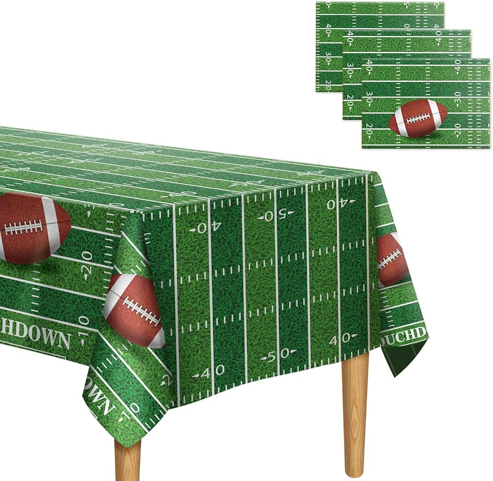 Football Tablecloth Plastic, 3 Pack Disposable Superbowl Tablecloth, Rectangle Super Bowl Table C... | Amazon (US)