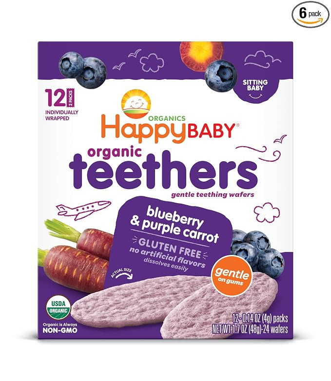 Happy Baby Organics Teether, Blueberry & Purple Carrot, 12 Count (Pack of 6) | Amazon (US)