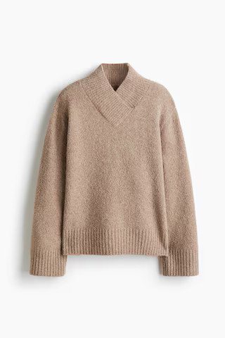 H & M - Wool-blend V-neck jumper - Beige - Damen | H&M (DE, AT, CH, NL, FI)