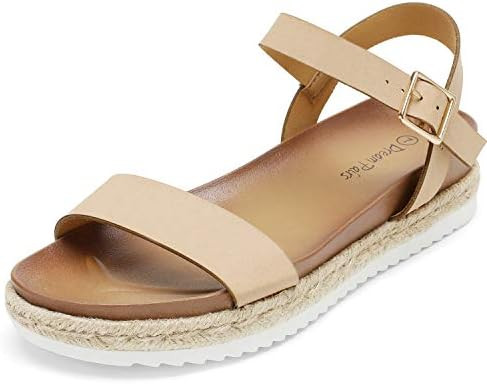 DREAM PAIRS Women’s Open Toe Ankle Strap Espadrille Casual Flatform Platform Wedge Sandals | Amazon (US)