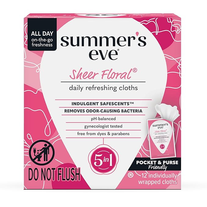 Summer's Eve Sheer Floral Feminine Wipes, Gentle pH-Balanced Formula Helps Control Vaginal Odor, ... | Amazon (US)