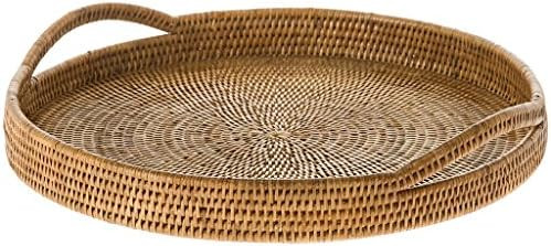 KOUBOO La Jolla Rattan Round Serving Tray, Honey Brown | Amazon (US)