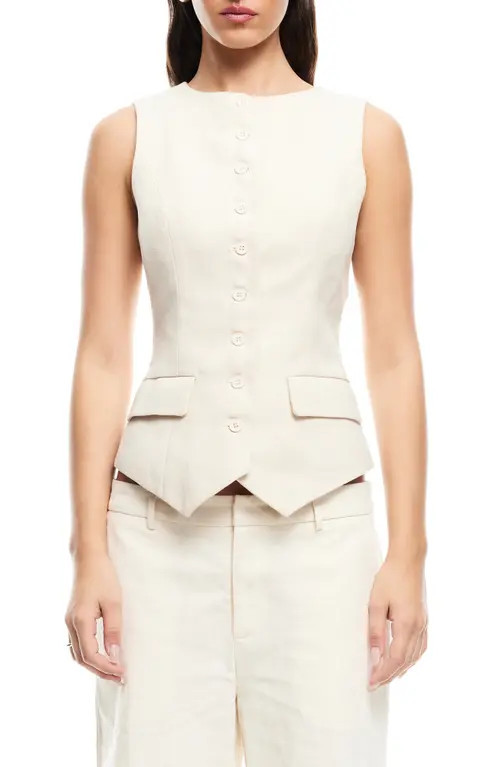 LIONESS Back Belt Vest in Ivory at Nordstrom, Size Small | Nordstrom