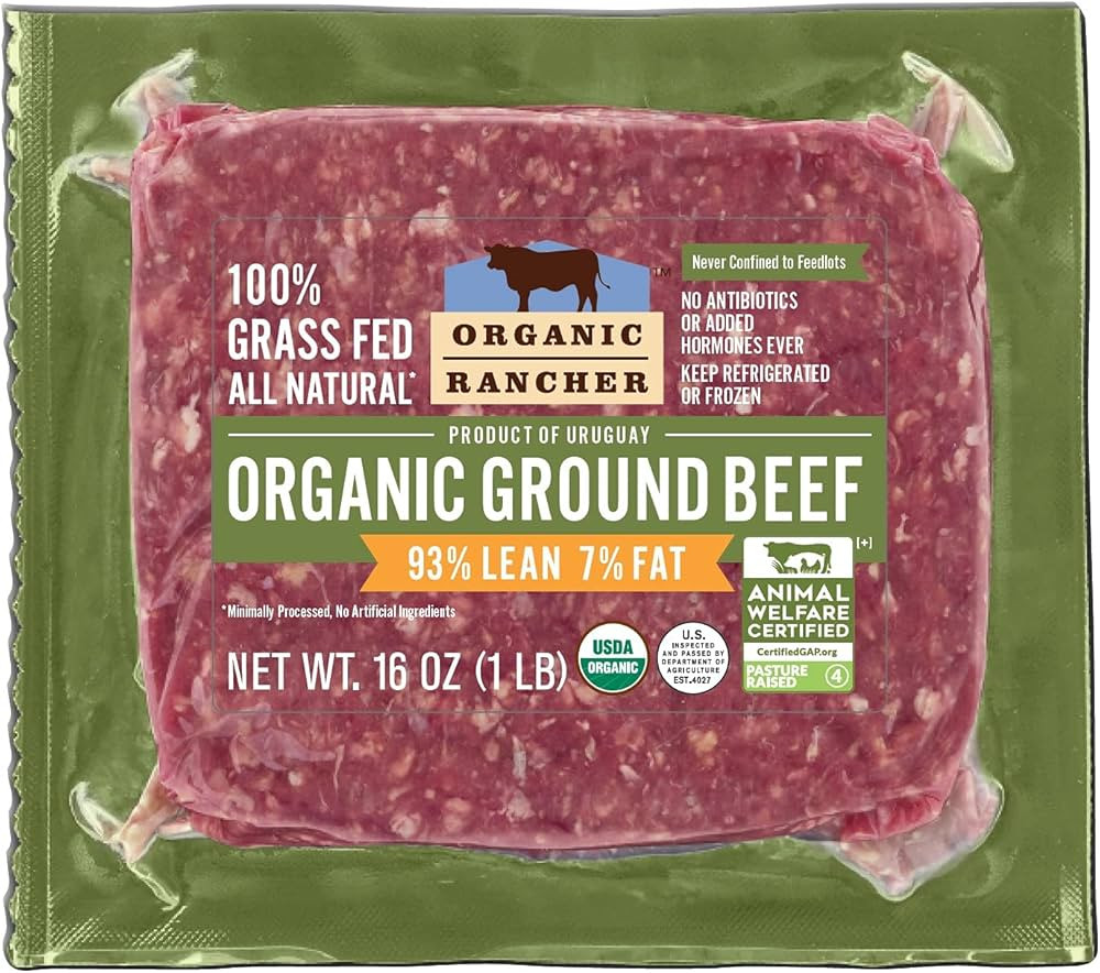 Organic Rancher Organic Ground Beef 93% Lean/7% Fat, 16 Oz | Amazon (US)