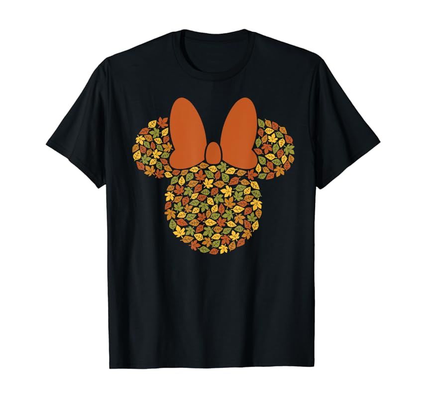 Disney Minnie Mouse Icon Autumn Fall Leaves T-Shirt | Amazon (US)