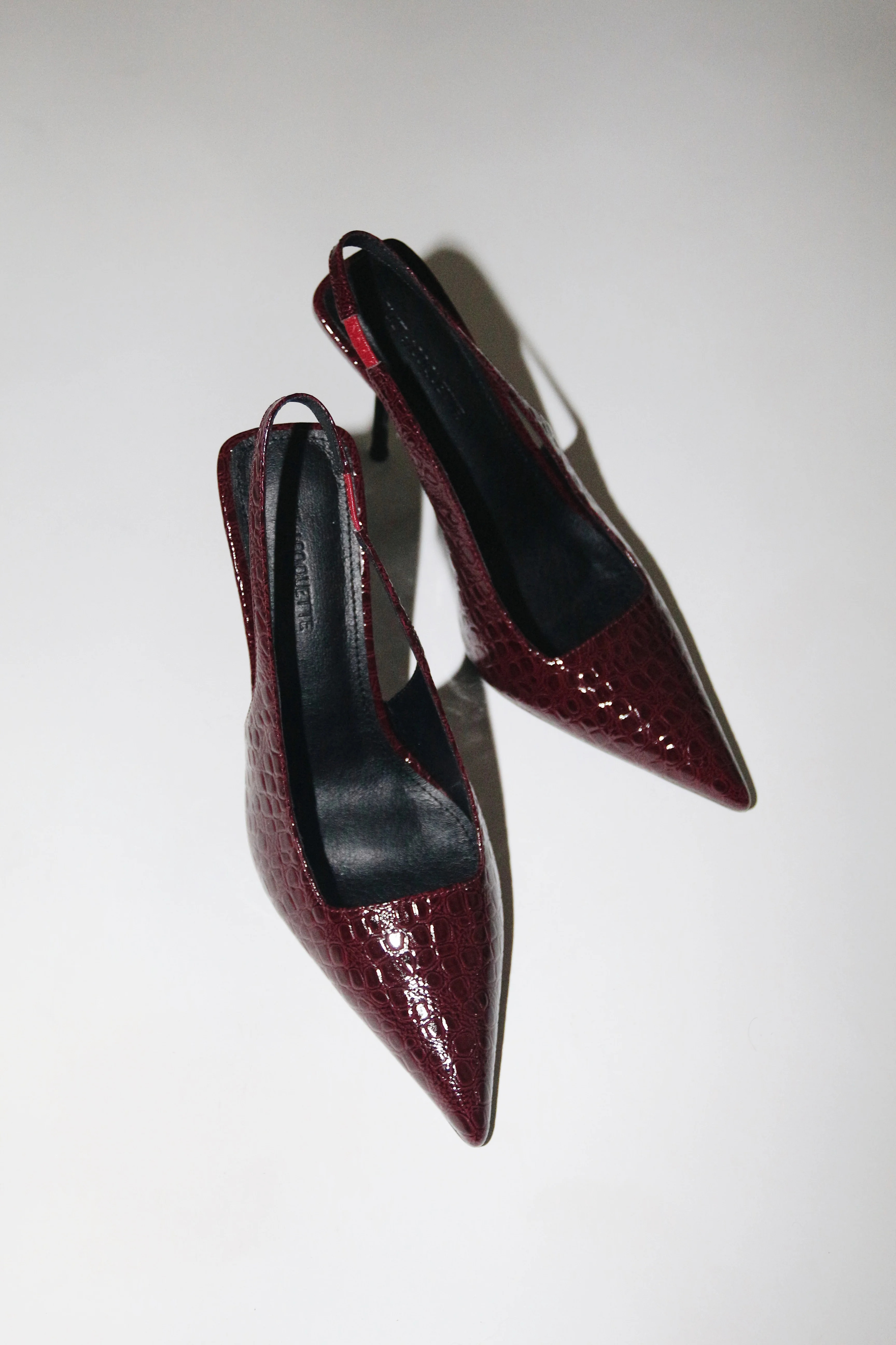 Elsa Slingback Pump Wine Croc Patent 100 mm | CULT OF COQUETTE