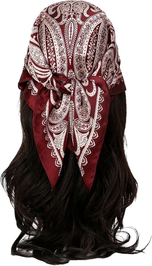 Floerns Women's Vintage Silk Bandana Paisley Print Headscarf Boho Square Hair Scarf | Amazon (US)