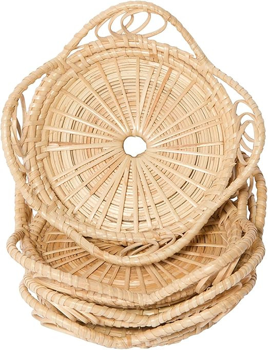 SoBoho Natural Handmade Woven Boho Bamboo Rattan Coasters for Drinks - Neutral Minimalist Wicker ... | Amazon (US)