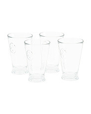 Made In France Set Of 4 Fleur De Lys Long Drink Glasses | Marshalls