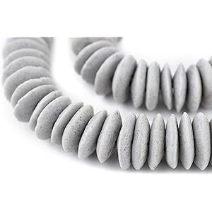 TheBeadChest Grey Ashanti Glass Saucer Beads 23mm Ghana African Large Hole 26 Inch Strand Handmad... | Amazon (US)