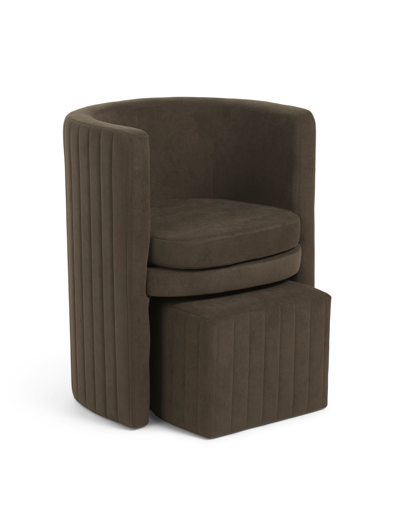 30in Barrel Chair With Nested Half Moon Ottoman | TJ Maxx