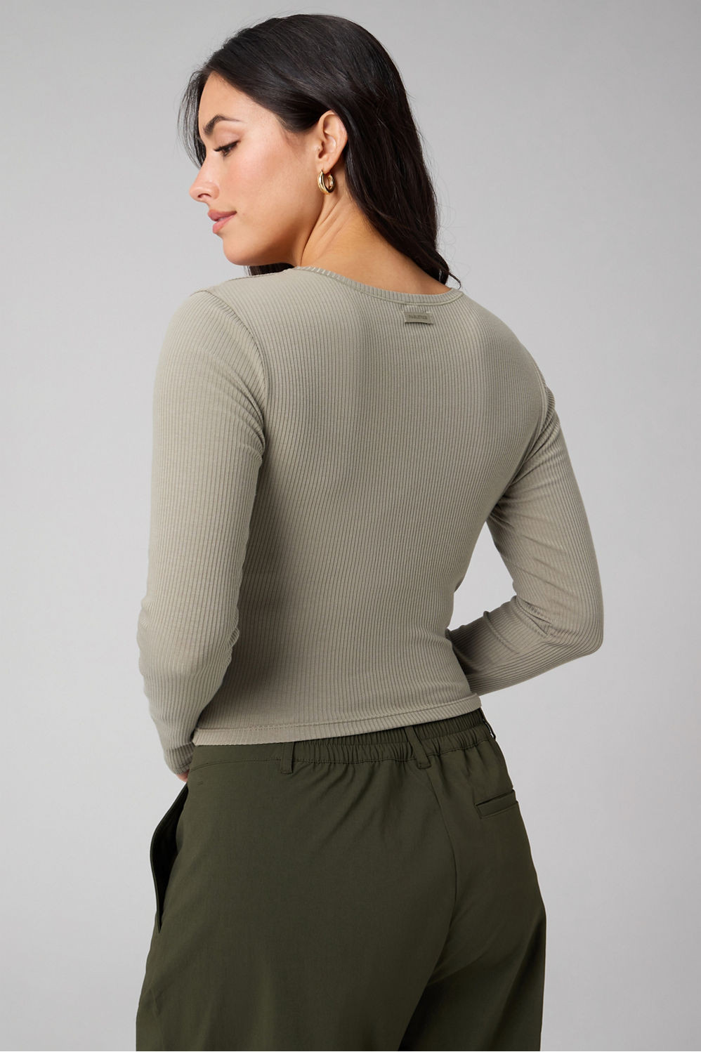 Modal Rib V-Neck Long-Sleeve Crop Top | Fabletics