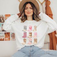 Cowgirl Boots Sweatshirt Cute Vintage Country Music Sweater Dress For Concert Retro Western Crewneck Nashville Trip Trendy Aesthetic Gift | Etsy (US)