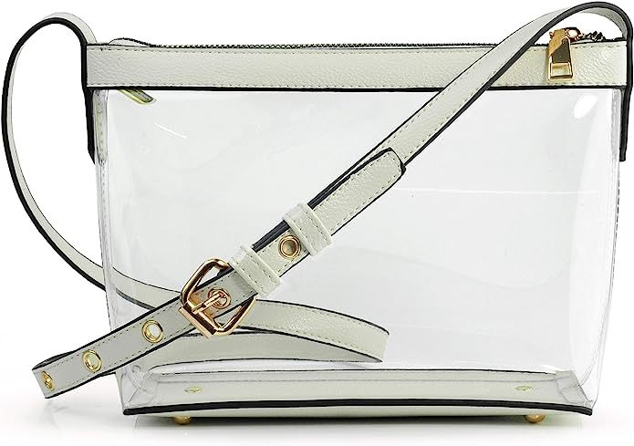 Clear Zipper Cross Body Bag with Vegan Leather Trim | Amazon (US)