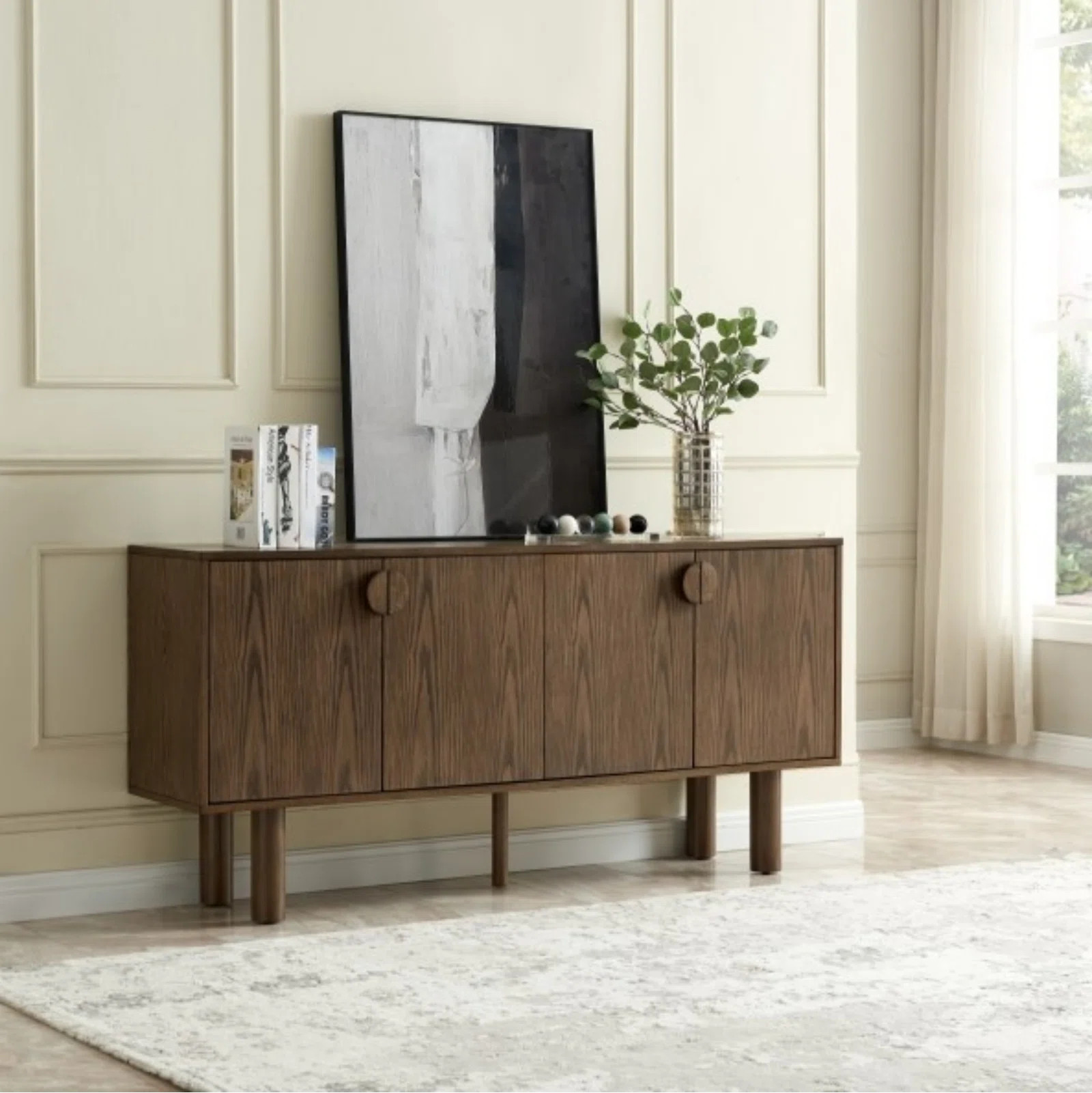 Millwood Pines Walnut colored TV stand, buffet with storage cabinets | Wayfair | Wayfair North America