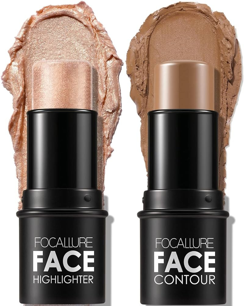 FOCALLURE 2 Pcs Mineral Cream Contour Stick,Moisturize Highlighter and Bronzer Pen,Non Stick Face... | Amazon (US)