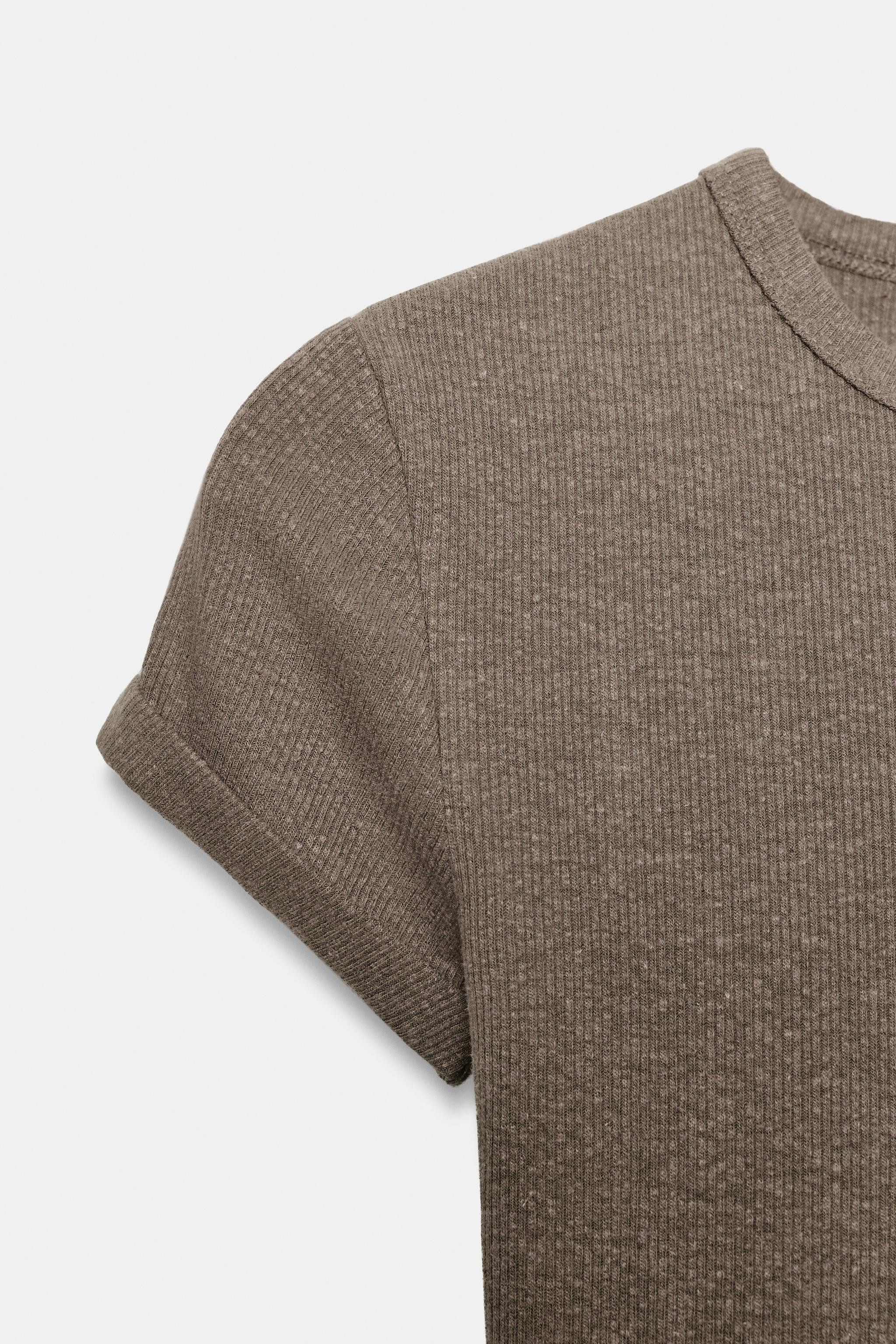 RUSTIC T-SHIRT WITH LINEN BLEND | Zara UK
