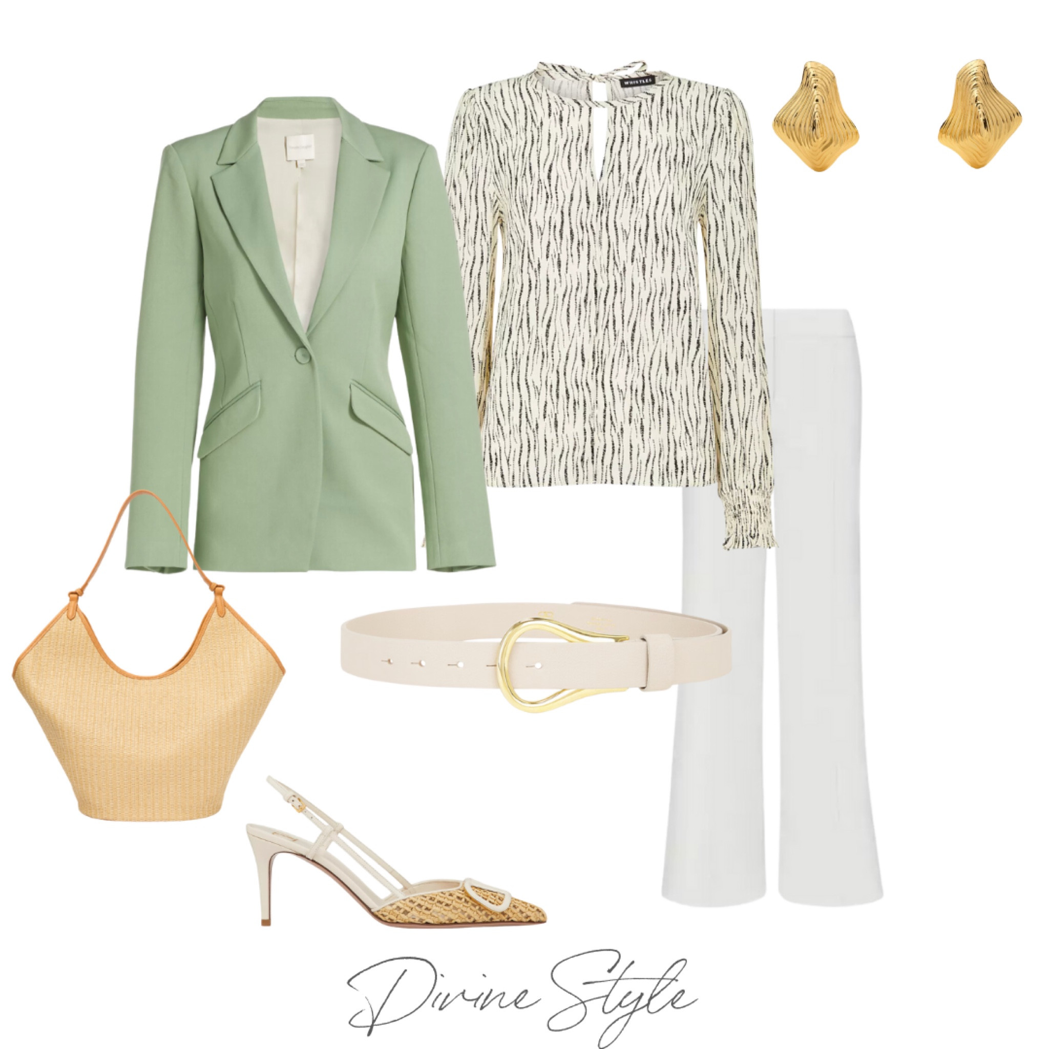 Transition to spring outfit. This green color blazer is very popular for spring and has a great fit. Paired with  print blouse, fitted tee or tip is perfect to wear now and later in the season. Wear this with wide leg pants or in spring switch to white cropped jeans (tagged). 

#LTKSpring #LTKItBag #LTKShoeCrush