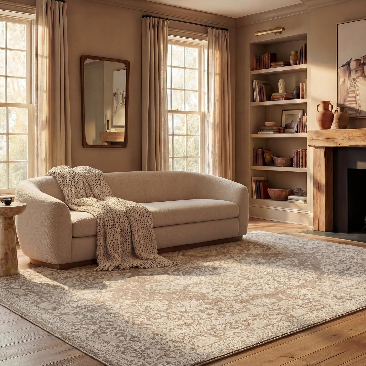 SAFAVIEH Reflection Area Rug 8'x10', Traditional Beige & Cream RFT664A | Amazon (US)