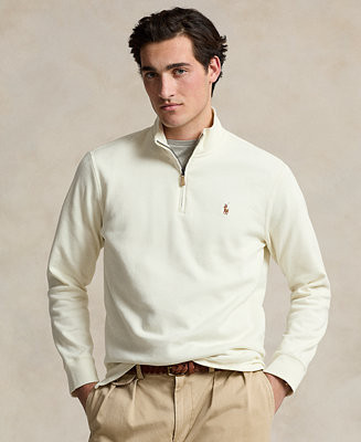 Men's Estate-Rib Cotton Quarter-Zip Pullover | Macy's