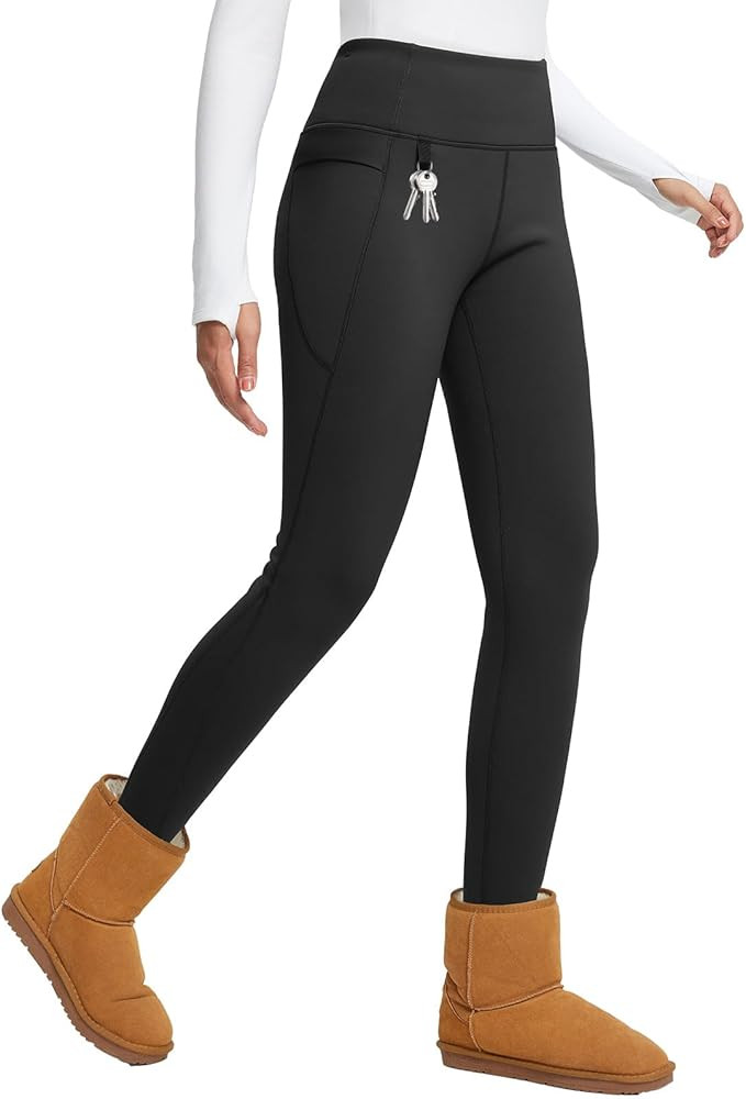 baleaf Women's Thick Fleece Lined Winter Leggings Thermal Warm Pants Water Resistant Hiking High ... | Amazon (US)