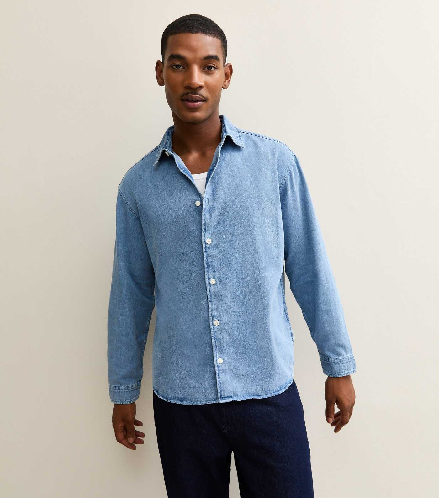 Jack & Jones Light Blue Regular Denim Long Sleeve Shirt | New Look | New Look (UK)