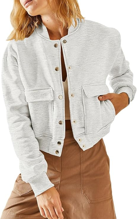 EVALESS Womens Jacket 2024 Fall Winter Long Sleeve Stand Collar Shacket with Side Pocket Lightwei... | Amazon (US)