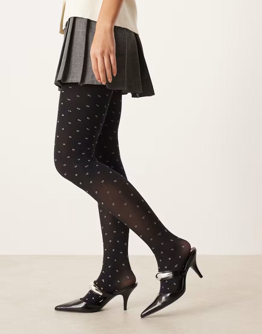 ASOS DESIGN – Strumpfhose in Schwarz mit metallischen Glitzerpunkten | ASOS (Global)