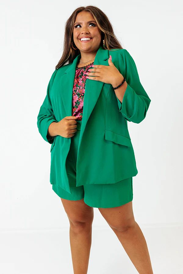 Ready To Remix Blazer In Green Curves | Impressions Online Boutique