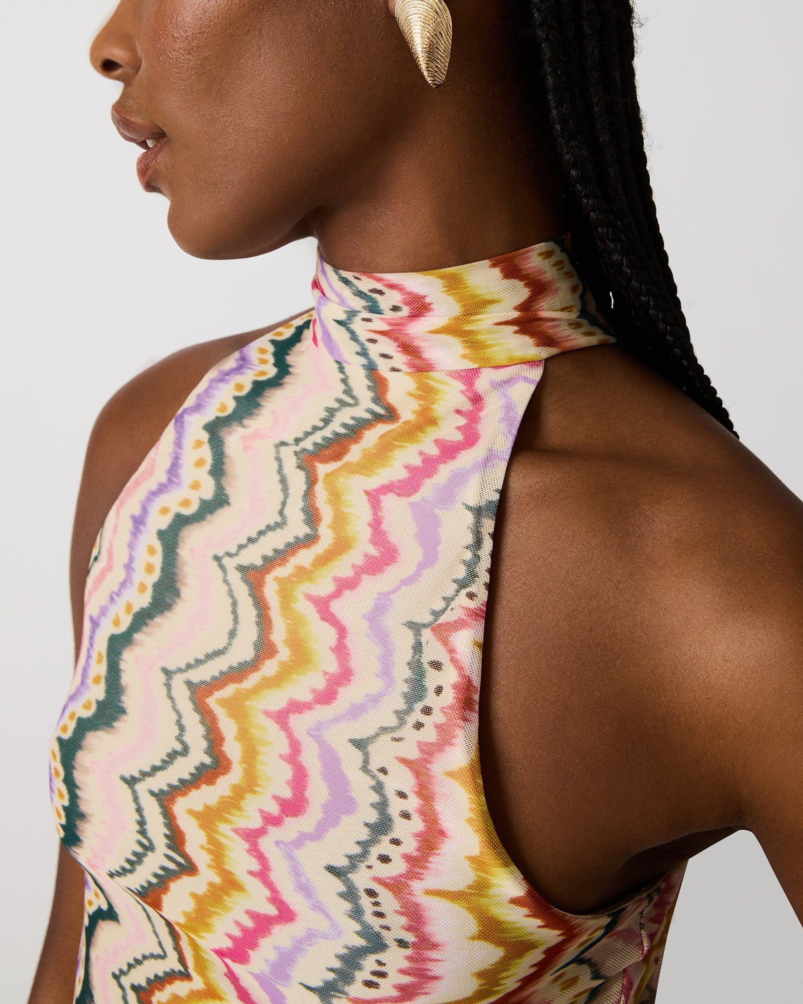 LAYRA Rainbow Vision High-Neck Mesh Bodycon Women's Maxi Dress | Steve Madden (US)