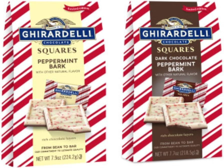 Ghirardelli Peppermint Bark Squares Variety Pack, One Milk Chocolate 7.9 oz and One Dark Chocolat... | Amazon (US)