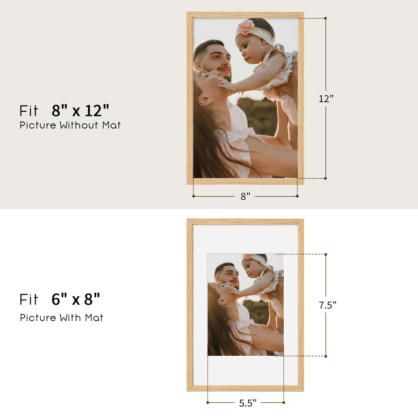 8x12 Oak Wood Picture Frams - Minimalist 8x12 Oak Wood Frames, 8"x12" Picture Frame Wood, Natural... | Amazon (US)