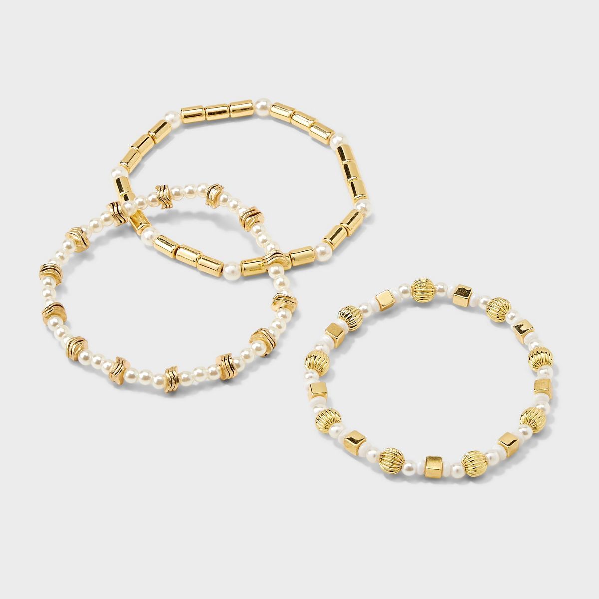 SUGARFIX by BaubleBar Pearl Mixed Stretch Bracelet Set 3pc - Gold | Target