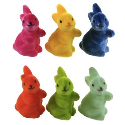 Easter 2.5" 6 Mini Flocked Bunnies Decor Decoration Spring  -  Decorative Figurines | Target