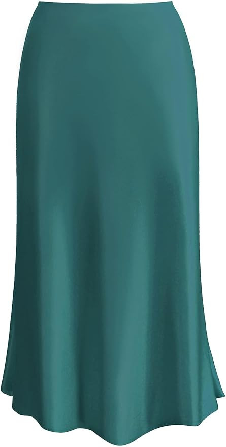 Womens Leopard Print Skirt Midi Long Length Silk Satin High Waist Elastic Skirts | Amazon (US)