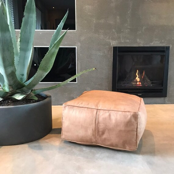 Handmade Moroccan leather pouffe Big floor pillow Handmade Moroccan poof 100% leather 60x60x32cm ... | Etsy (US)