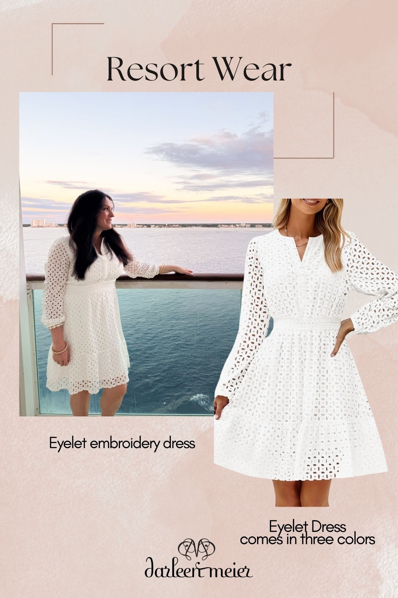 White eyelet long sleeve dress 

#LTKOver40 #LTKTravel