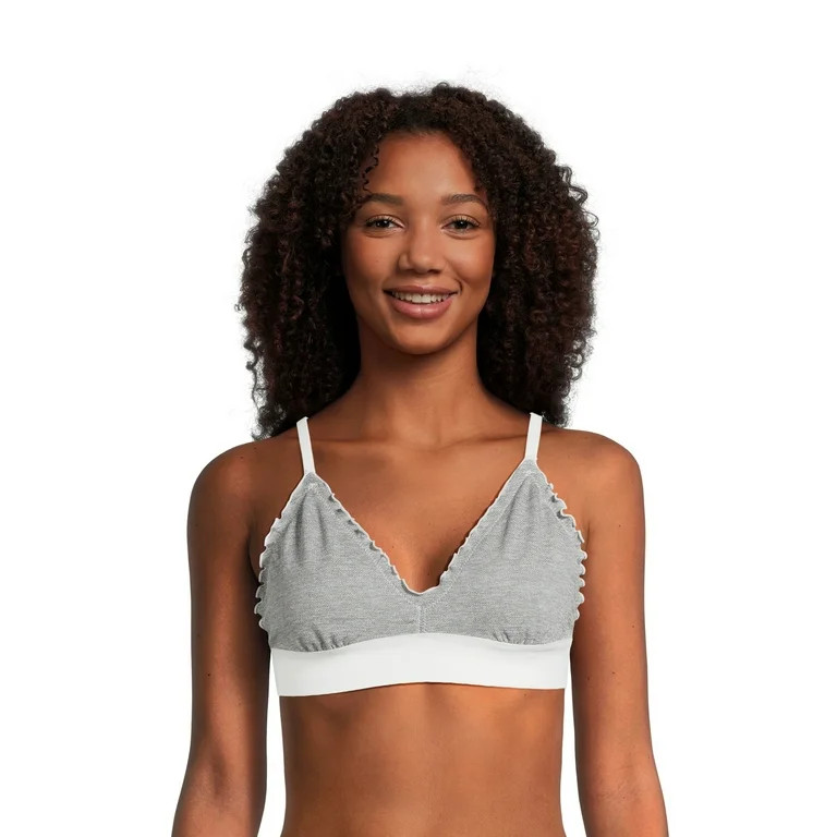 No Boundaries Juniors' Lettuce Edge Triangle Bralette, Sizes S-3XL | Walmart (US)